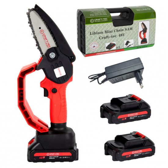 Fierastrau lant 4'' CRAFT-TEC 2 acumulatori 48V ROSU MX566