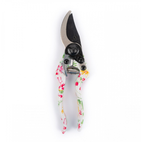 Foarfec vie, model ALB/NEGRU CU FLORI, maner PVC MX792