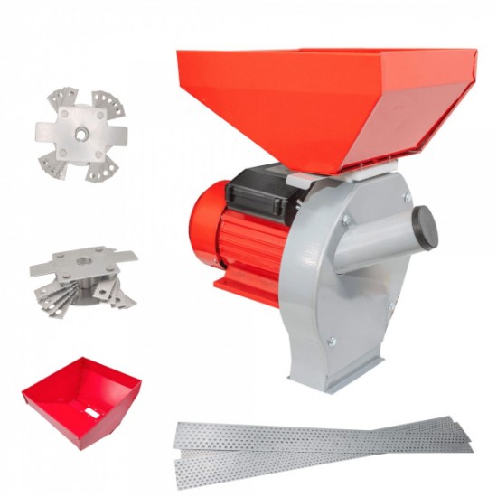 Moara uruiala nr 2, cereale si stiuleti, cuva mare, ROSU+GRI, 4.5 kw CRAFT-TEC MX949